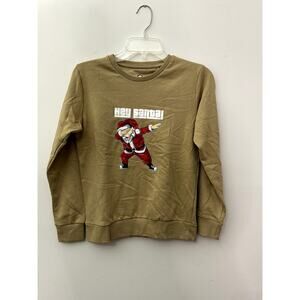 Cactus Boy Tan Khaki "Hey Santa" Santa Dab Long Sleeve Sweatshirt 11/12 NWT